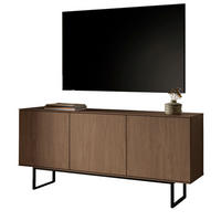 TV-LOWBOARD Nussbaum 150 x 70 cm, TV Unterteil mit Push-to-Open und Komforthöhe - Nussbaumfarben/Schwarz, Holzwerkstoff/Metall (150/70/40cm) - Furn.Design