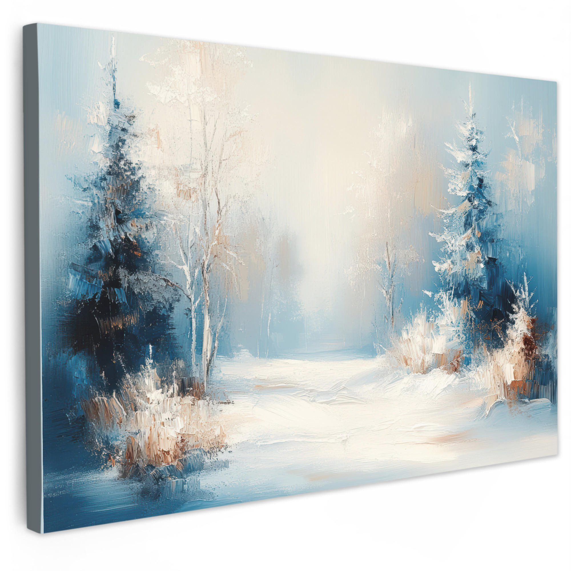 LEINWANDBILD Wald - Winter - Natur - Abstrakt - Schnee 30x20 cm - Weiß, Textil (30/20cm) - MuchoWow