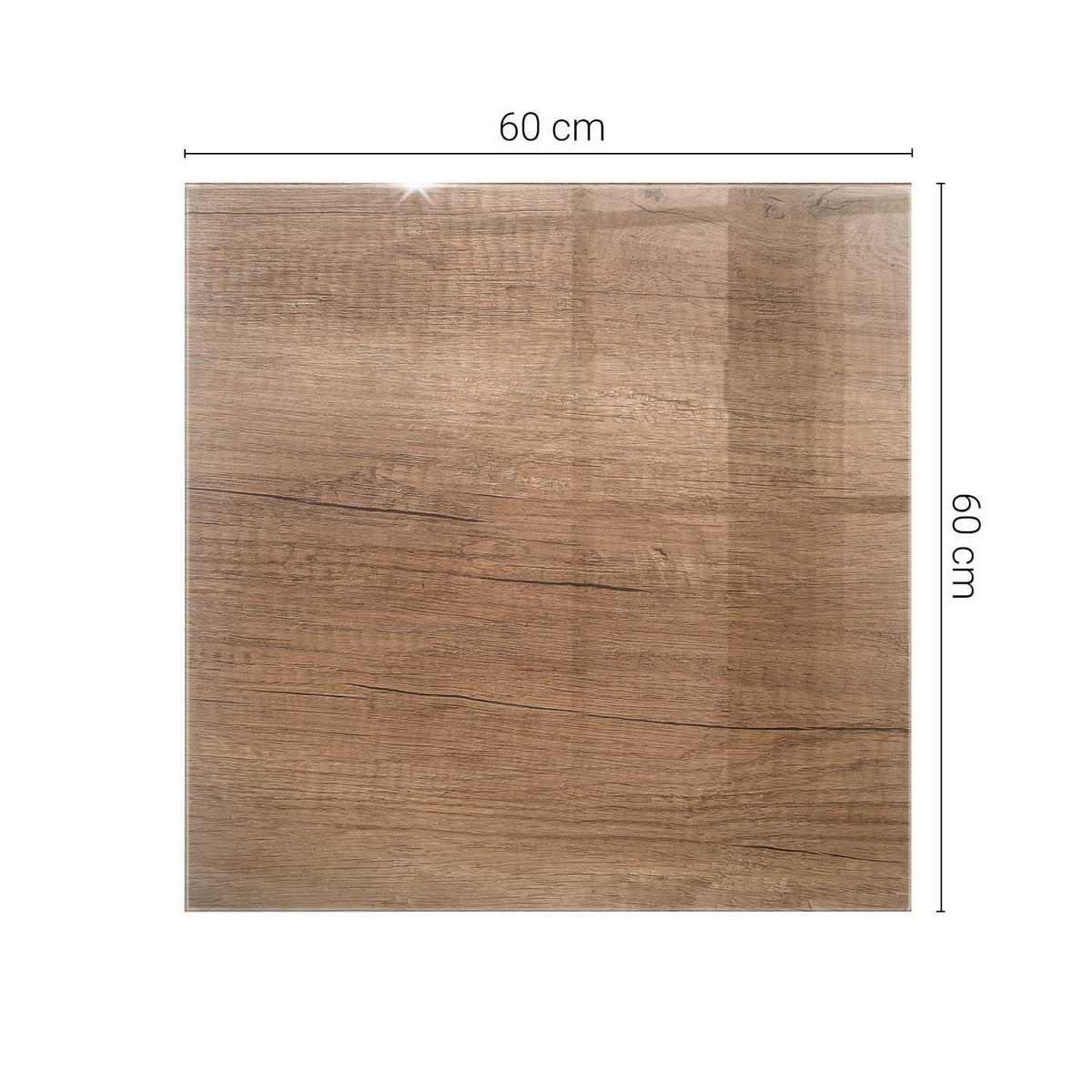 TISCHPLATTE 60x60 cm Holzstruktur Dekor - Braun, Glas (60/60/0.4cm) - TULUP