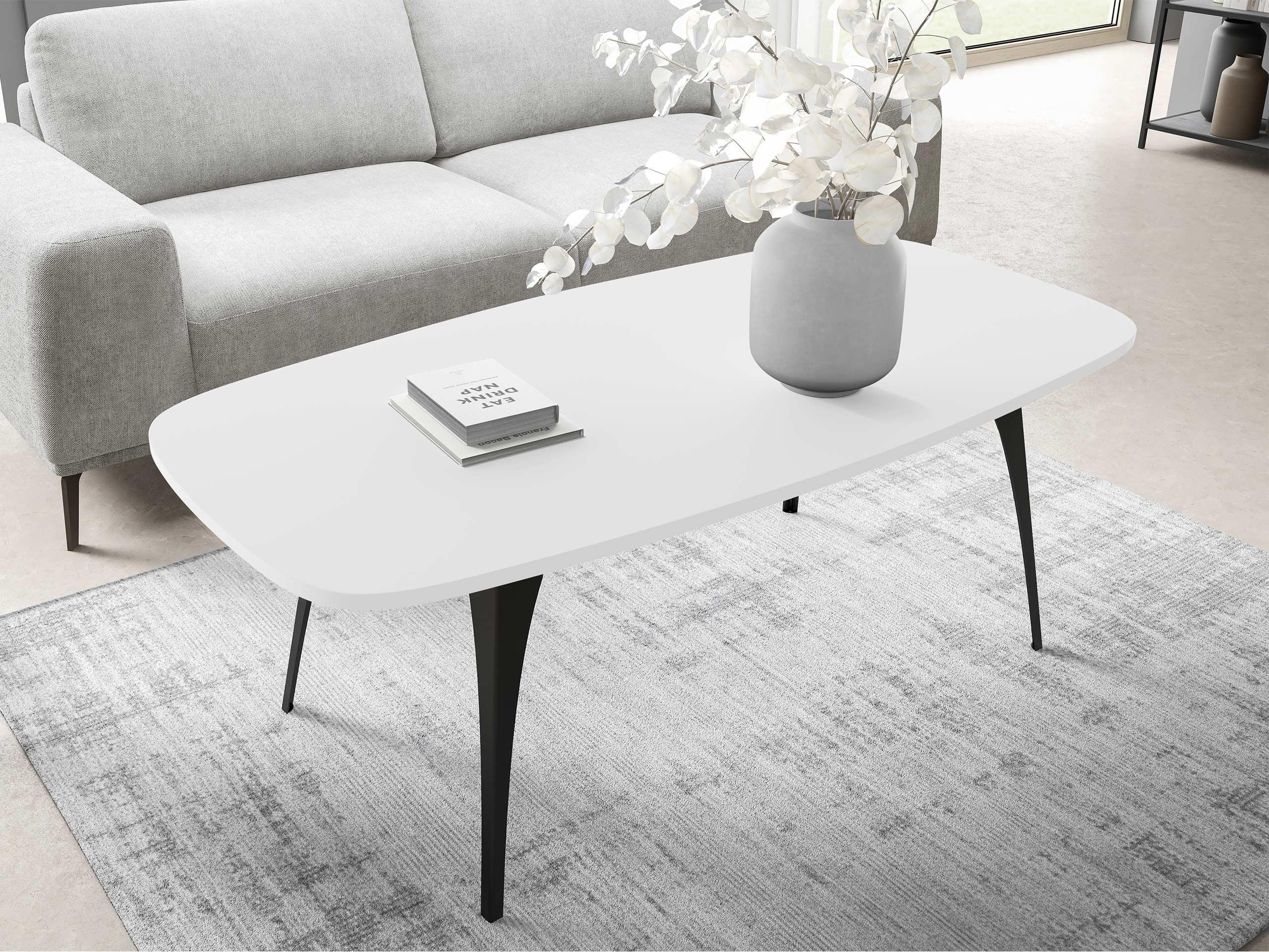 COUCHTISCH Fabiola - Schwarz/Weiß, Holzwerkstoff/Metall (60/120/45cm) - MIRJAN24