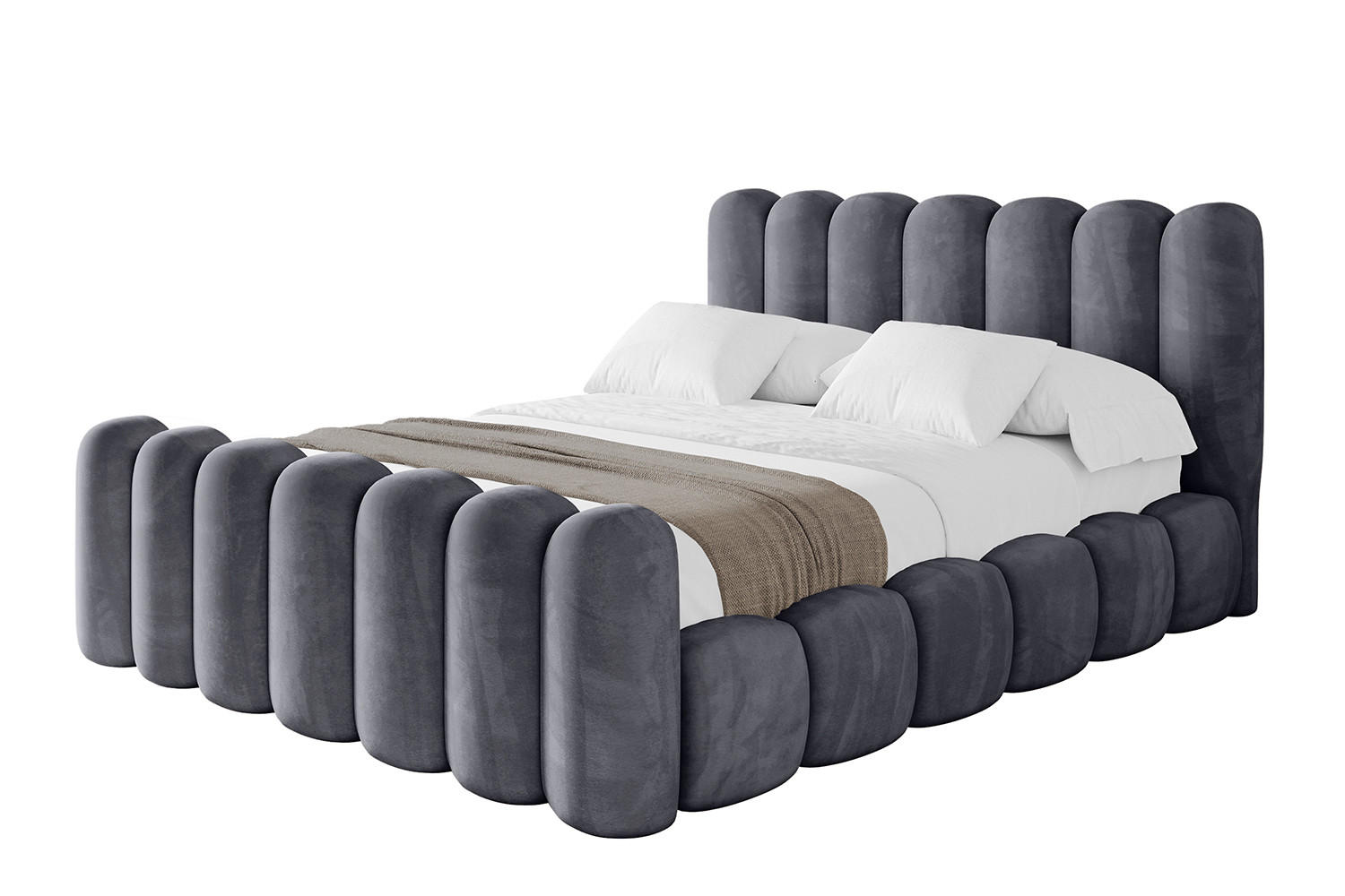POLSTERBETT mit Bettkasten, Fußteil und Lattenrost, Boxbett ohne Matratze - SENA-Z 160x200 Dunkelgrau - Dunkelgrau, Holzwerkstoff/Textil (160/200cm) - ALTDECOR
