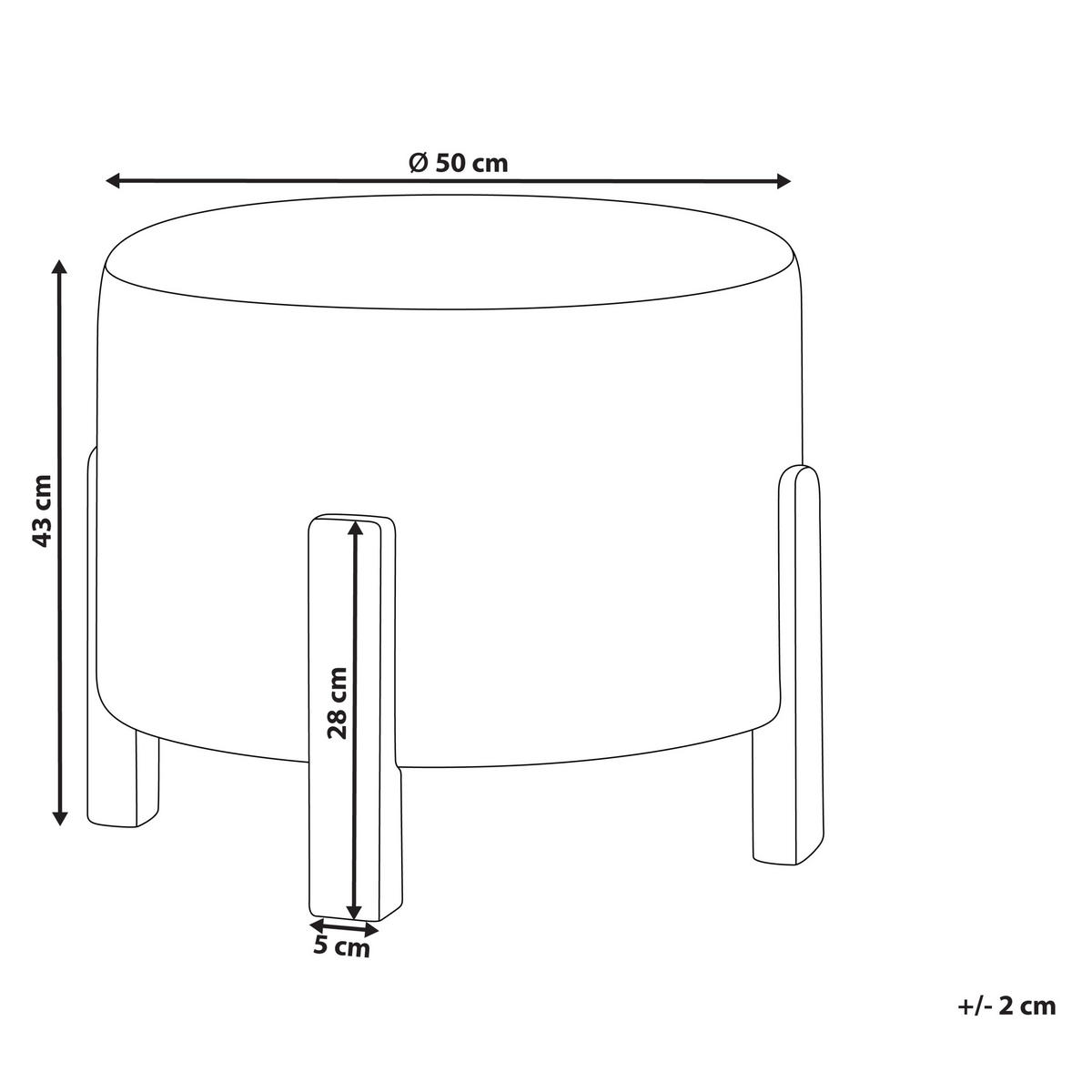 POUF Cremeweiß Terry - Weiß/Braun, Textil (53/43/53cm) - Beliani