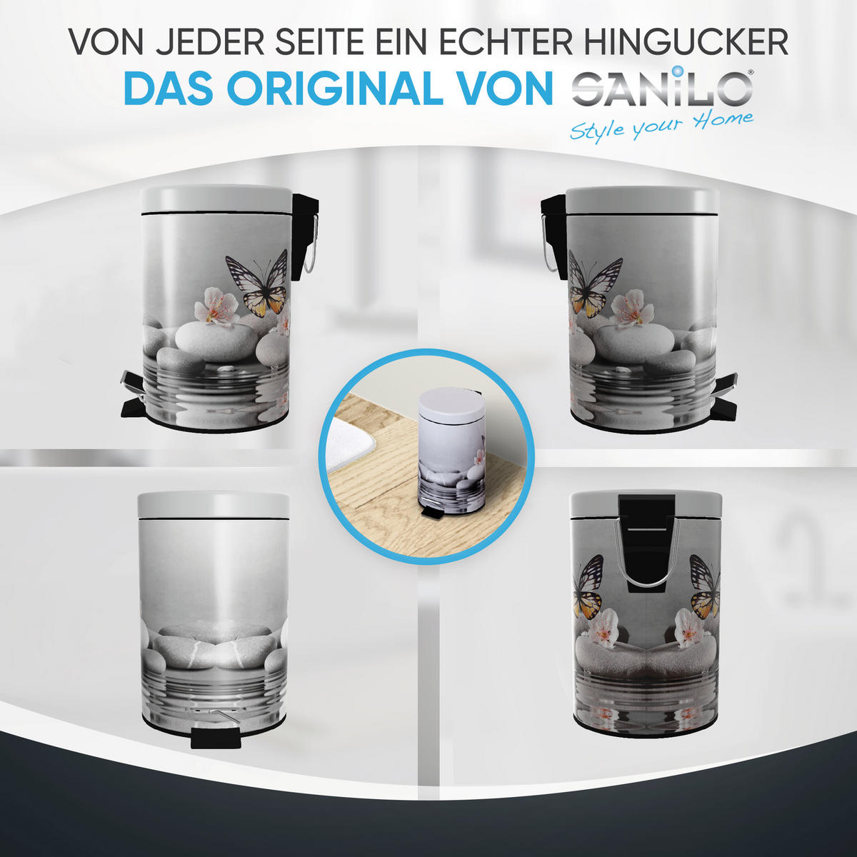 KOSMETIKEIMER Vanesa - Dunkelgrau/Gelb, Kunststoff/Metall (17/25/25cm) - Sanilo