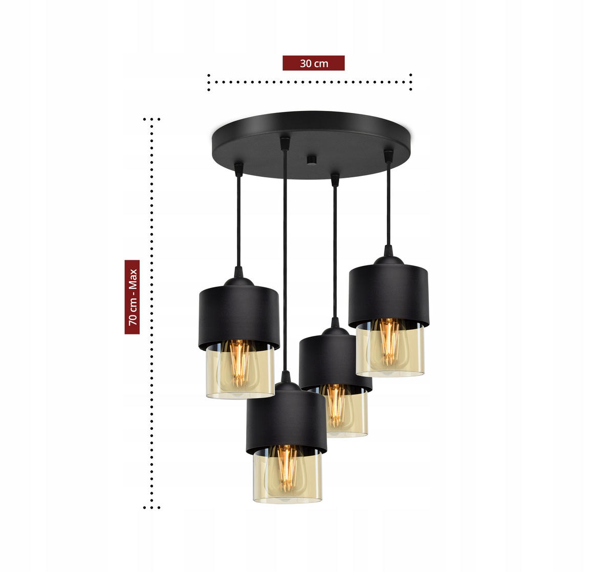 PENDELLEUCHTE Hege - Transparent/Schwarz, Glas/Metall (35/35/70cm) - kiki design