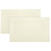 BADEMATTE, 2er-Set, 50x70 cm, 100% Baumwolle, Weiß - Beige, Textil (50/70cm) - Zollner