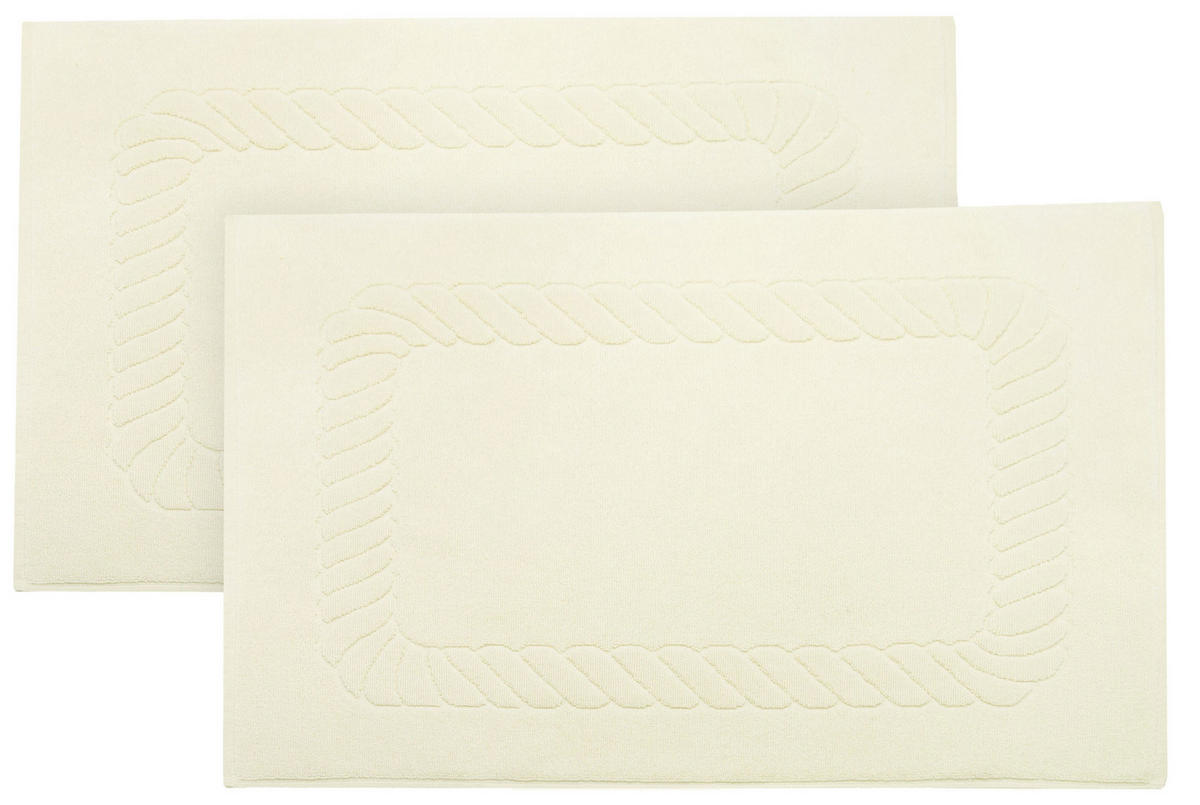 BADEMATTE, 2er-Set, 50x70 cm, 100% Baumwolle, Weiß - Beige, Textil (50/70cm) - Zollner
