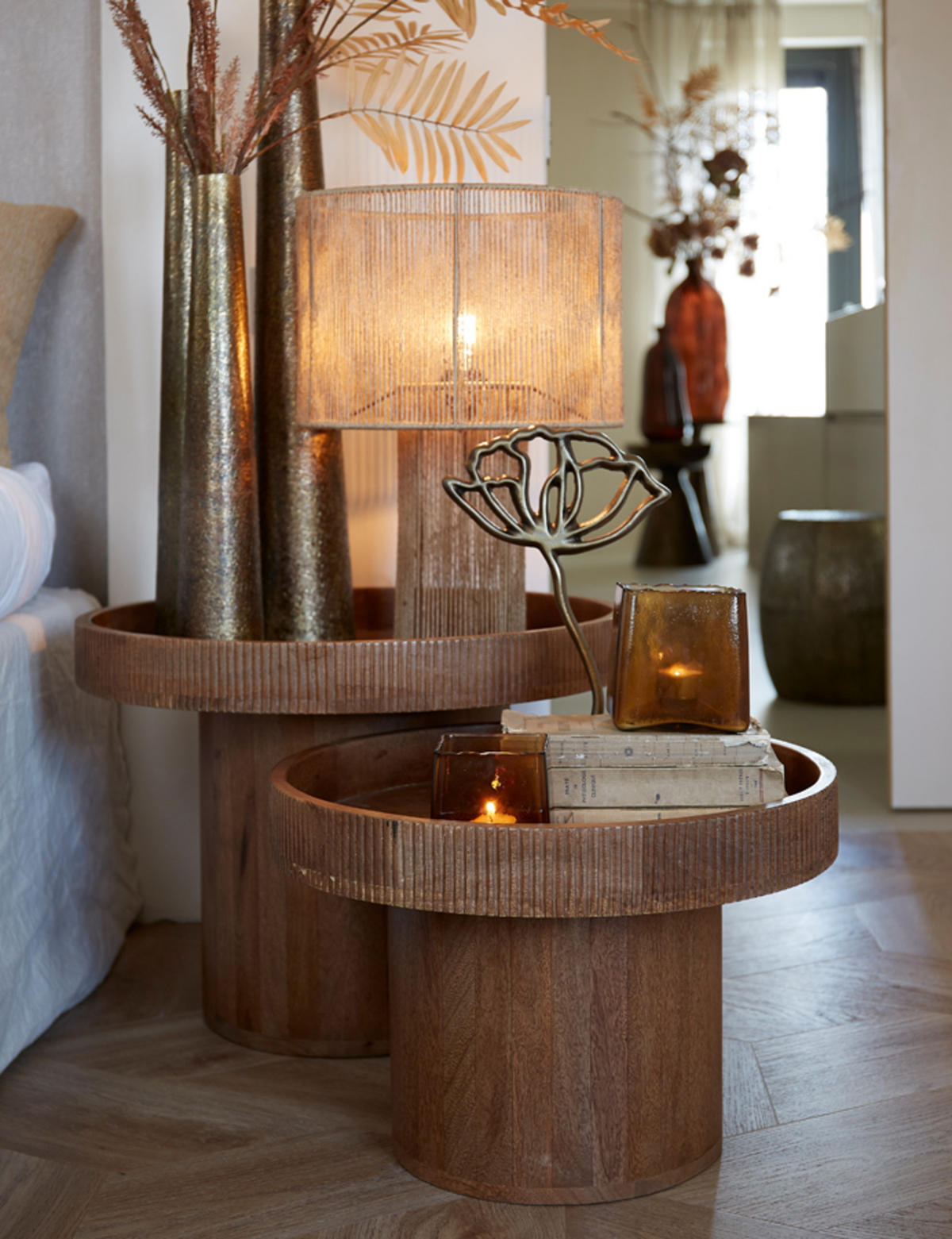BEISTELLTISCH Kalomo Braun Ø50/35 cm - Braun, Holz (50/50/35cm) - Light & Living