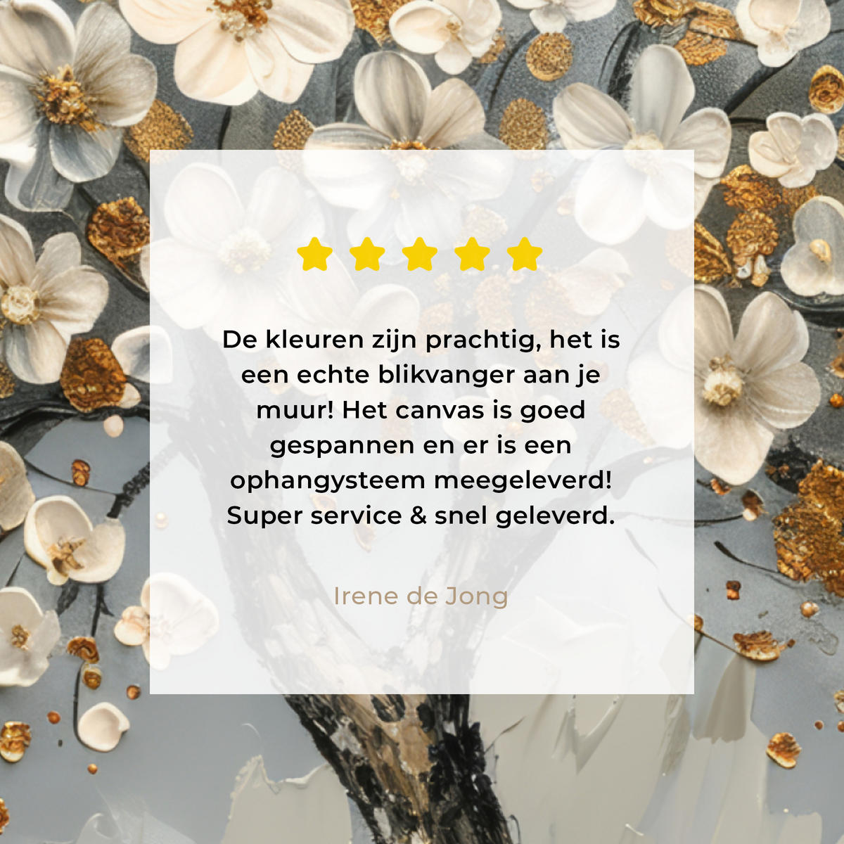 LEINWANDBILD Baum - Blumen - Weiß - Natur - Kunst Deko Groß 90x90 cm - Weiß, Textil (90/90cm) - MuchoWow