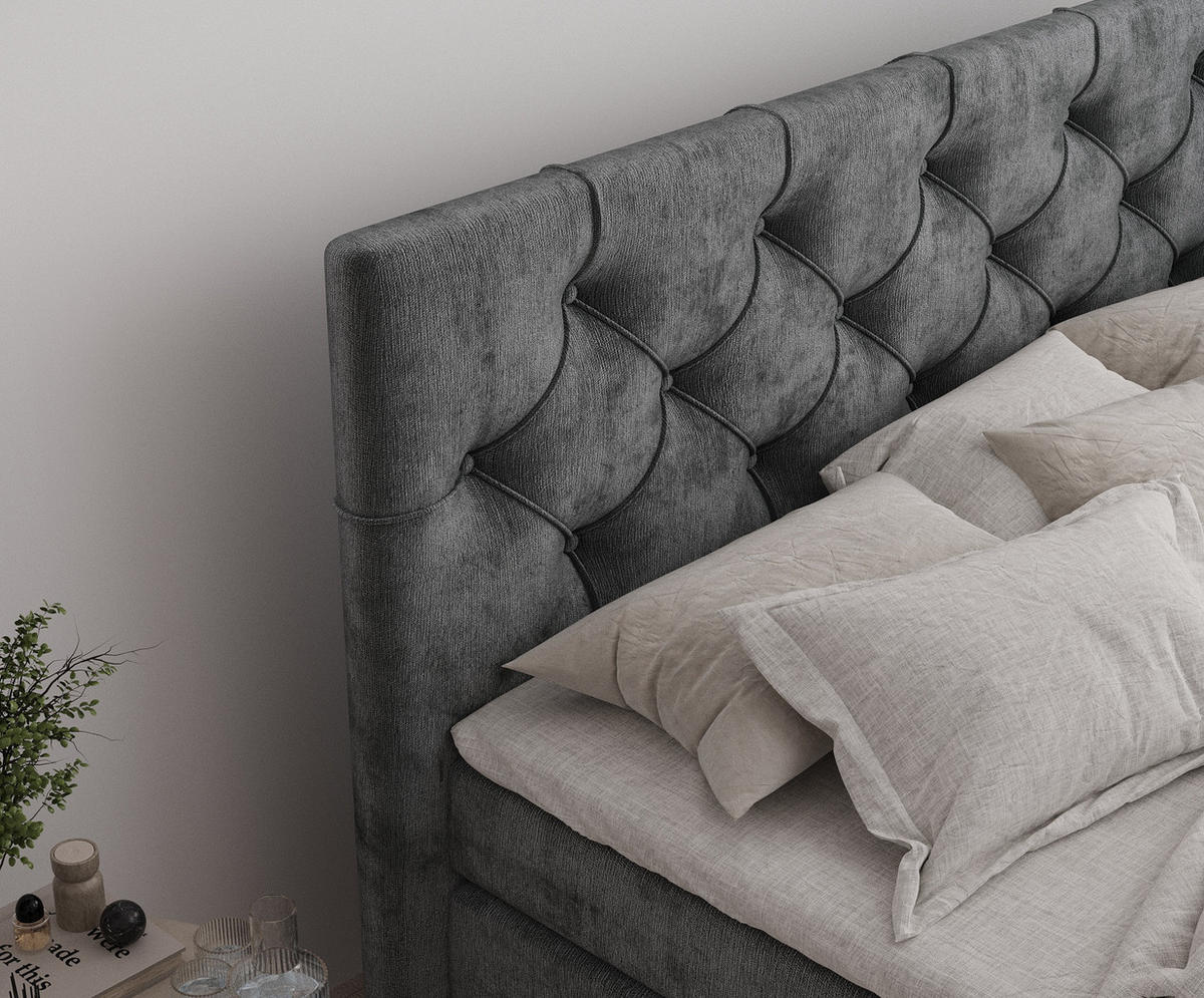 BOXSPRINGBETT Hugo Anthrazit 200/200 cm - Anthrazit/Schwarz, Holz/Holzwerkstoff (200/200cm) - Maison de Reve