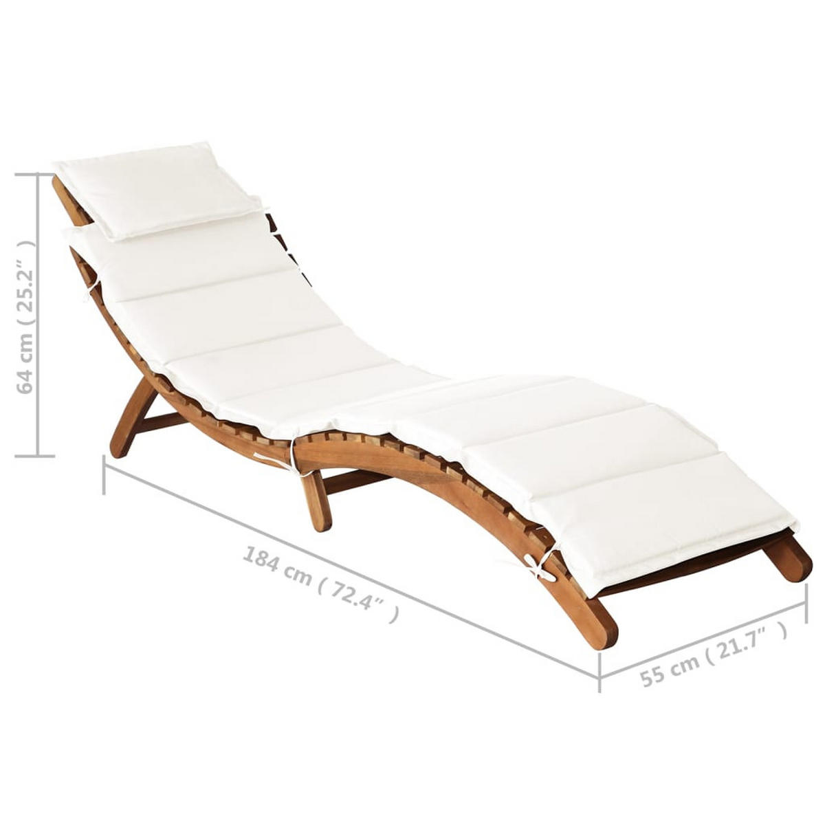SONNENLIEGEN Creme Massivholz Akazie - Creme, Holz/Textil (55/64/184cm) - vidaXL