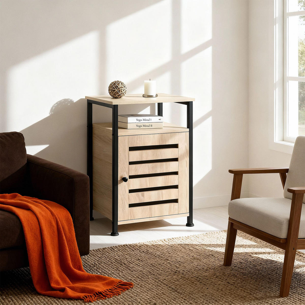 BEISTELLSCHRANK Cork,40,5 x 40,5 x 60,5 cm,Industrial Holz hell, Eiche Sonoma - Naturfarben, Holz (40.5/60.5/40.5cm) - tectake