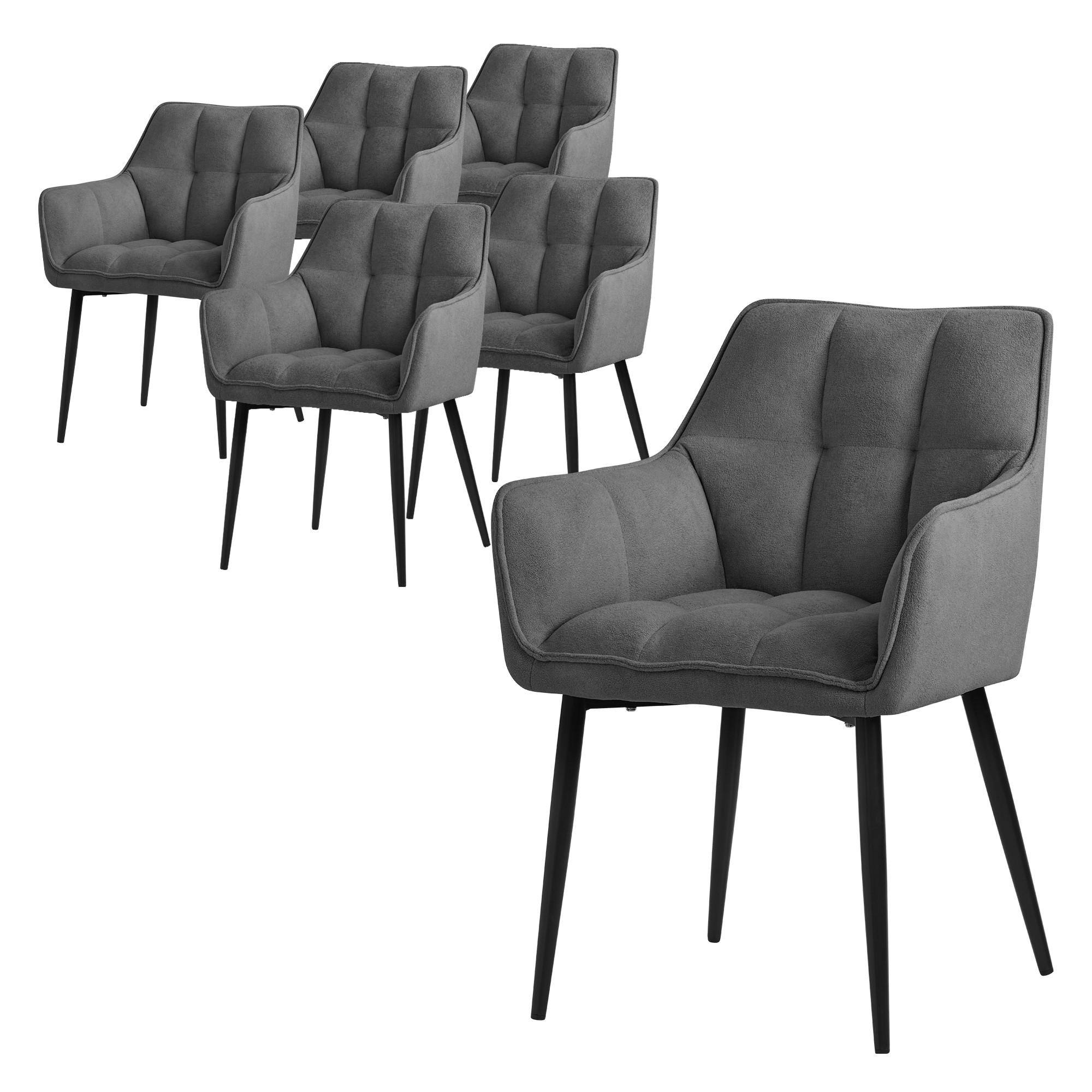 ESSZIMMERSTUHL 6er Set dunkelgrau - Dunkelgrau, Textil (63/90/57cm) - ML-DESIGN