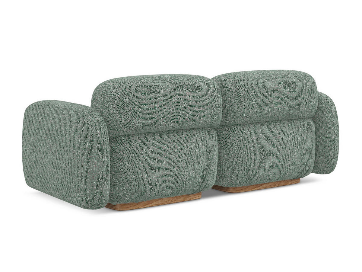 3-SITZER SOFA Strukturstoff Stoff Grün - Braun/Hellgrün, Holz/Textil (190/73/95cm) - Makamii