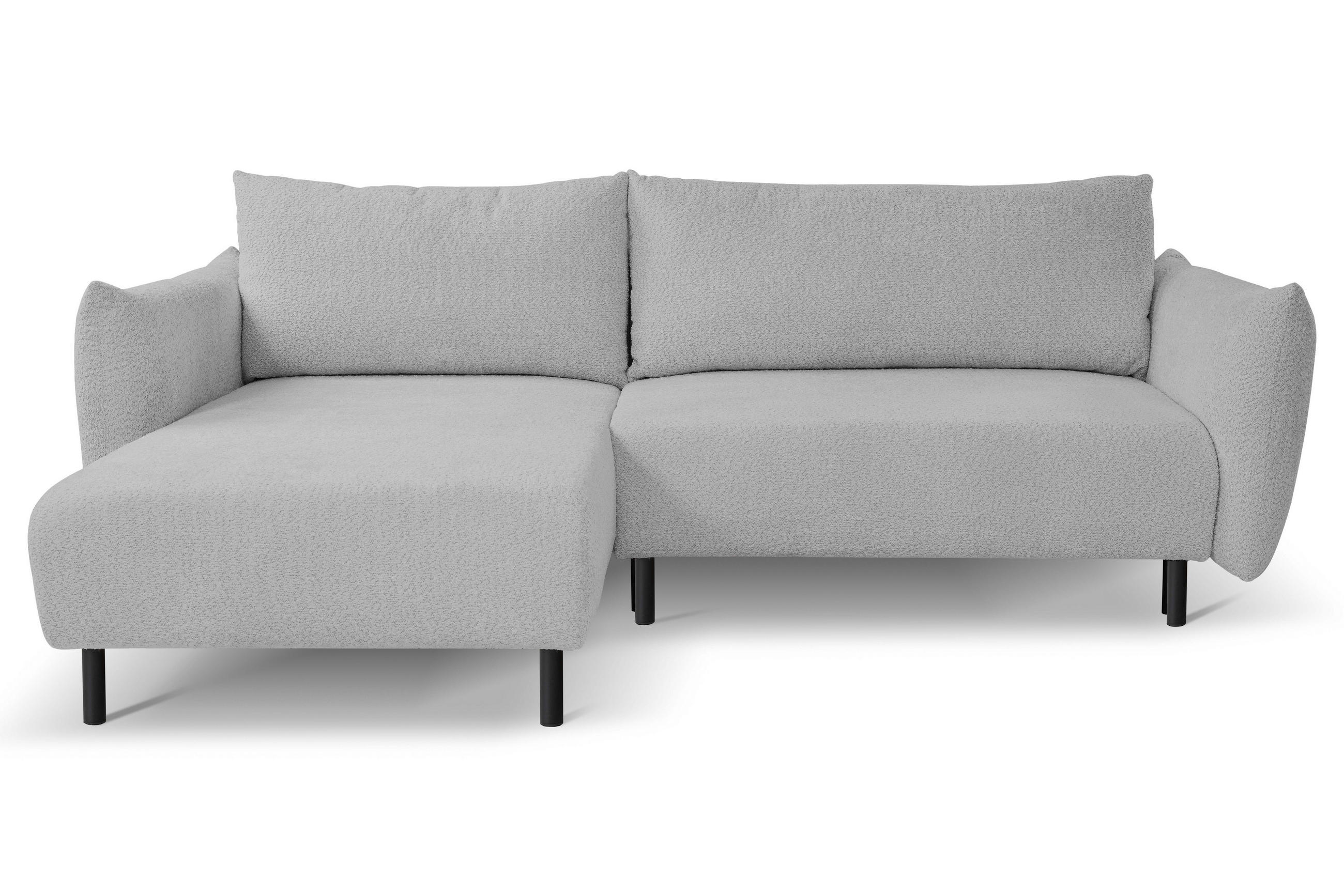 ECKSOFA ADEL mit Schlaffunktion und Bettkasten, L-förm, Metallbeine, verstellbar lose Rückenkissen, freistehend, LINKS, 171x257x90 cm, Grey - Grau, Holz/Textil (171/257cm) - DomoHome