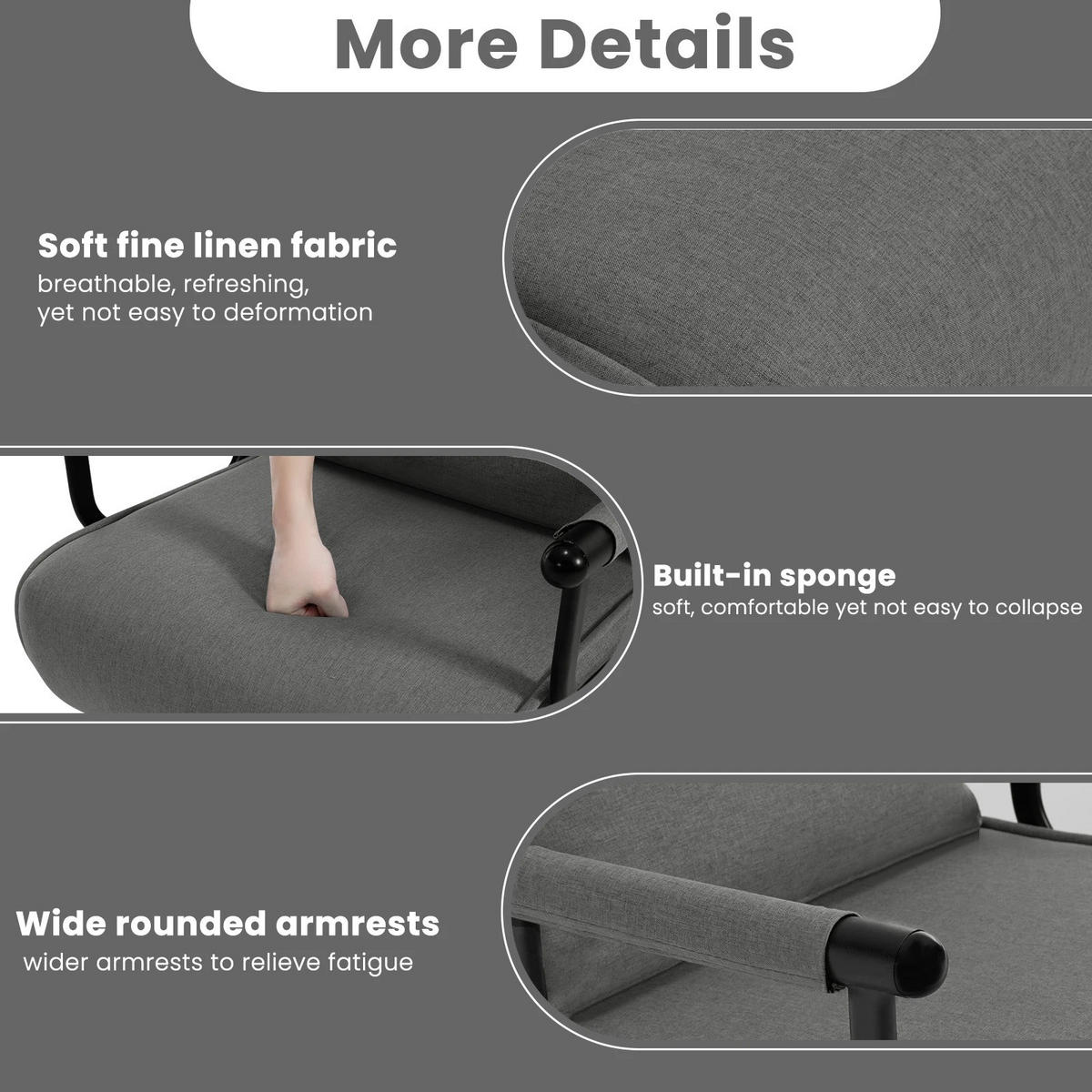 SCHLAFSOFA 3-in-1 Leinen Schwarz, 1 Stück, mit Kissen - Weiß, Holzwerkstoff (60/44/30cm) - Kaket