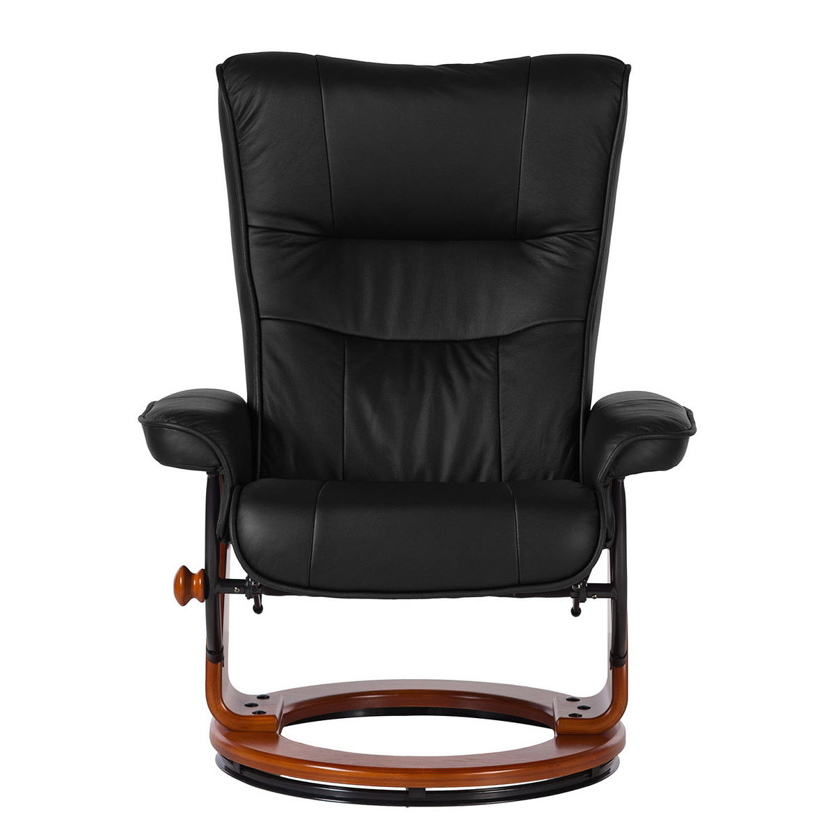 RELAXSESSEL - Echtleder / Kunstleder - Schwarz/Braun, Leder/Holz (82/105/84cm) - home24