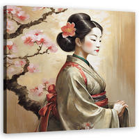 WANDBILD japanische geisha frau - Beige, Textil (50/50cm) - Feeby