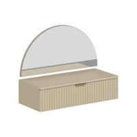 FRISIERTISCH hängend mit Spiegel & LED-Beleuchtung - 1 Schublade - Beige - FRALYN - Beige, Holz (80/60/35cm) - Vente-Unique