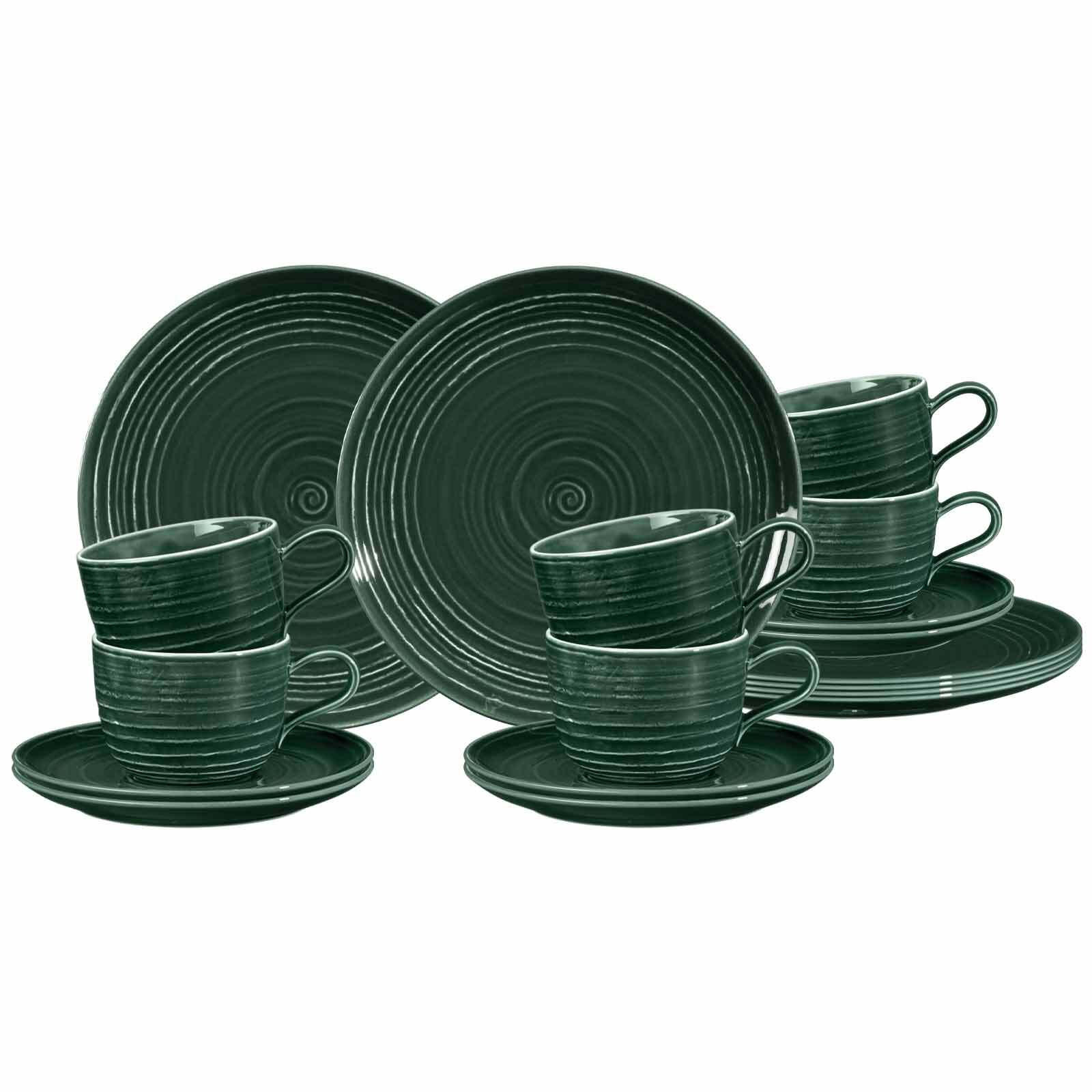 KAFFEESERVICE Terra Moosgrün 18er Set - Dunkelgrün, Keramik (1/1/1cm) - Seltmann Weiden
