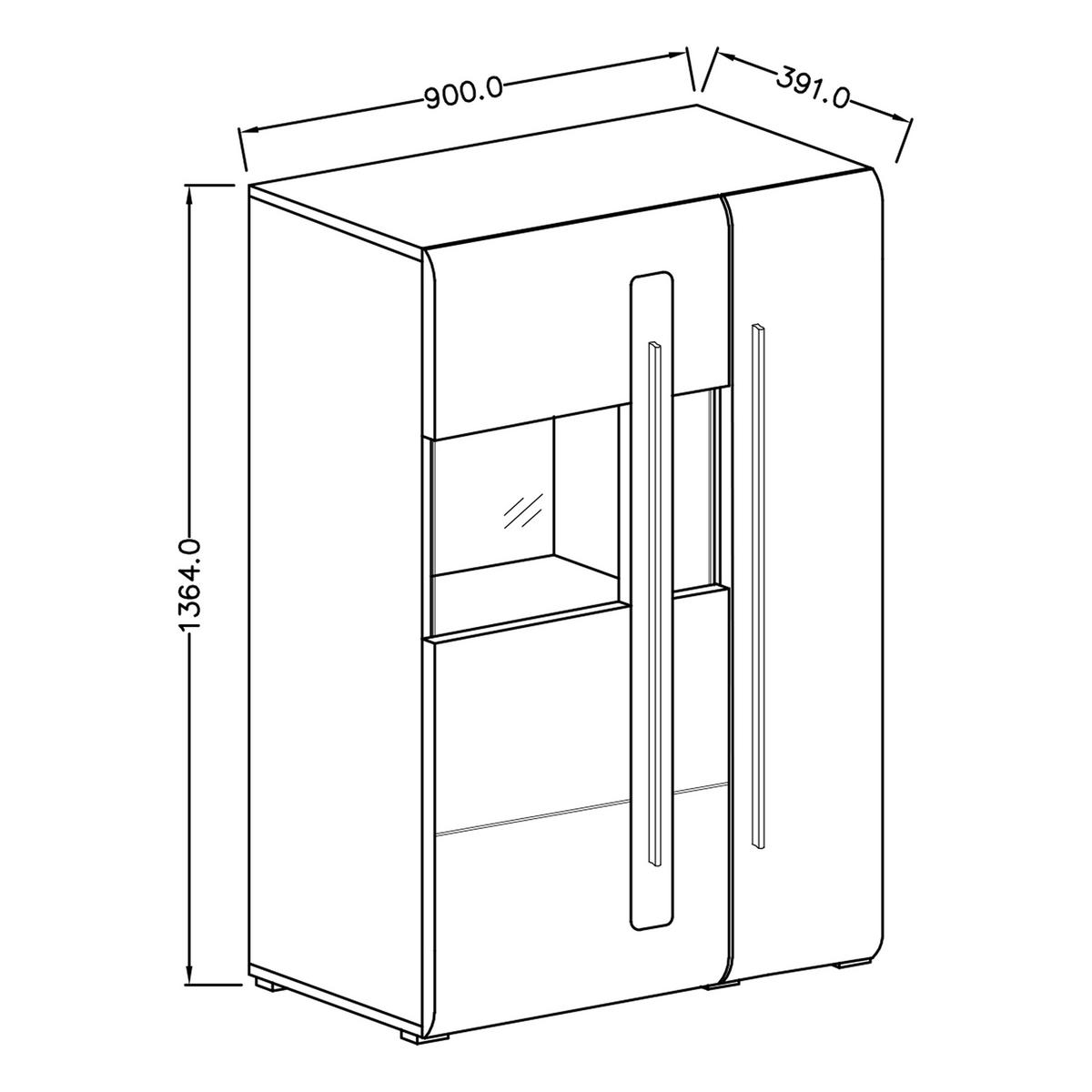 HIGHBOARD TULLIA 90/136/39 cm mit 2 Türen Eichefarben - Eichefarben, Holzwerkstoff (90/136/39cm) - MASSENO