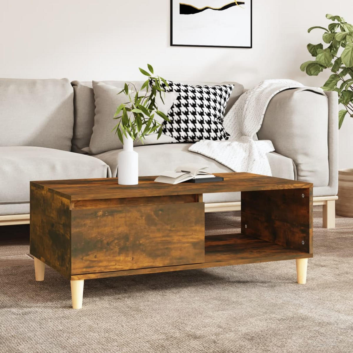 COUCHTISCH Räuchereiche 90x50x36,5 cm Holzwerkstoff - Braun, Holzwerkstoff (90/50/36.5cm) - furnicato