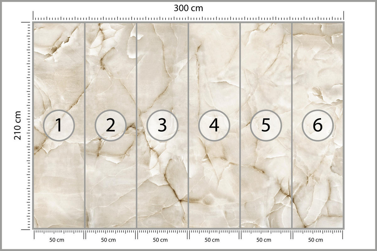 FOTOTAPETE für Wohnzimmer Beige Marmor Muster Stein 300x210 - Beige, Papier (300/210cm) - Muralo