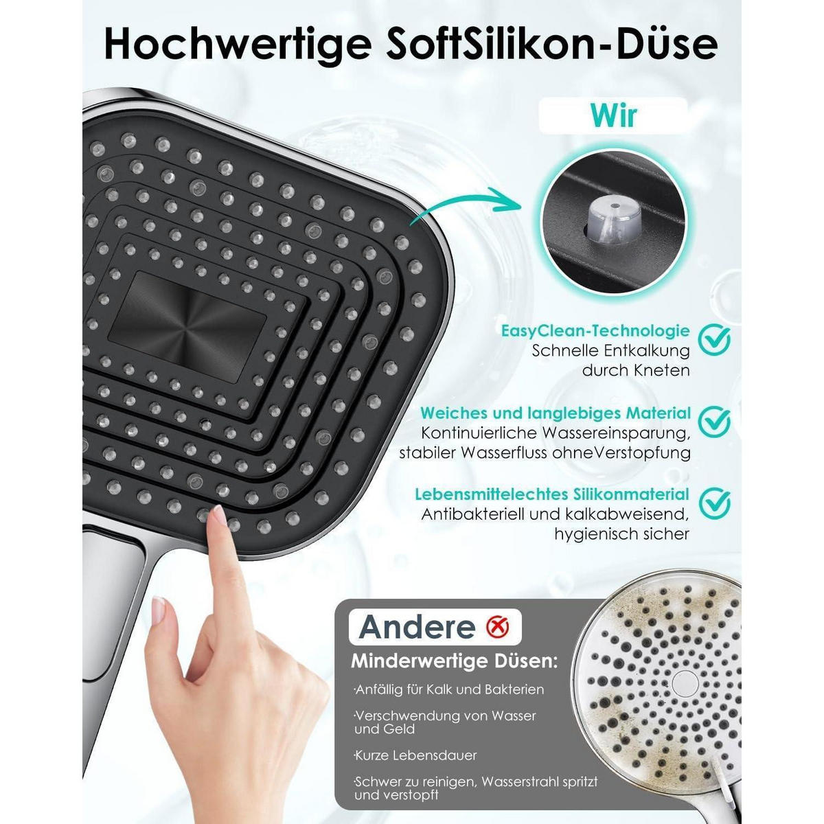 HANDBRAUSE Wassersparend 135mm Chrom - Silberfarben, Kunststoff (13.5/12.7/24cm)