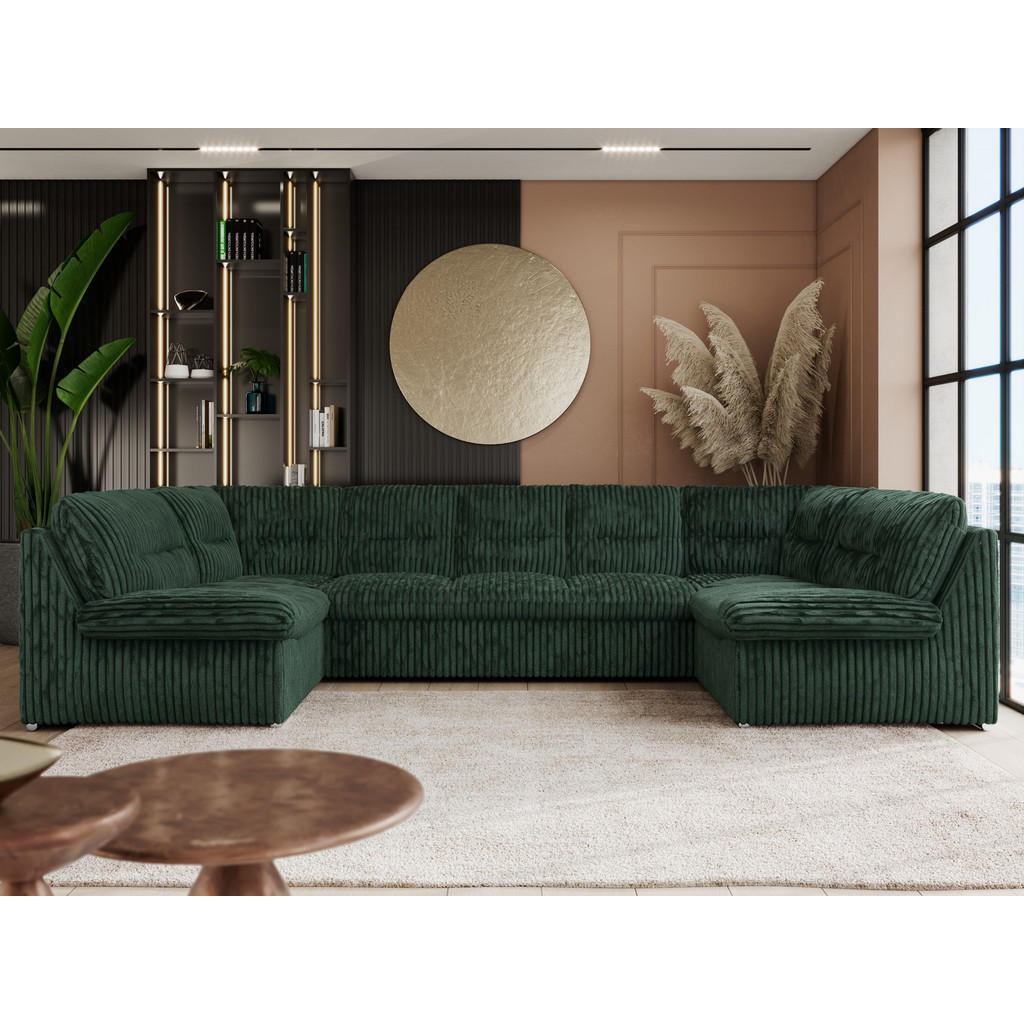 Thumbnail - MKS Wohnlandschaft, Grün, Textil, 6-Sitzer, U-Form, 340x93x206 cm, Wohnzimmer, Sofas & Couches, Wohnlandschaften, Wohnla...