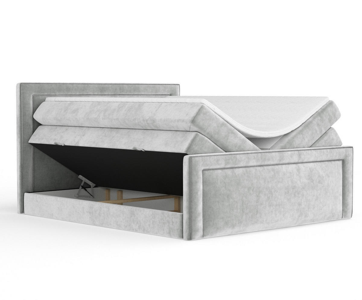 BOXSPRINGBETT Luxora Hellgrau 180/200 cm - Hellgrau/Schwarz, Holz/Holzwerkstoff (180/200cm) - Maison de Reve