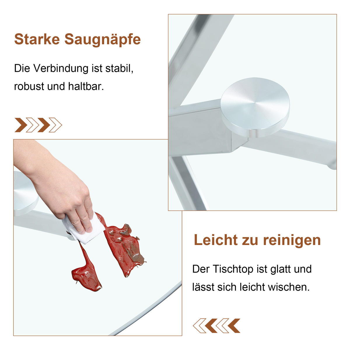 ESSTISCH runder mit silbernem Metallgestell 80/80/75 cm - Silberfarben, Metall (88/88/75cm) - Oxeza