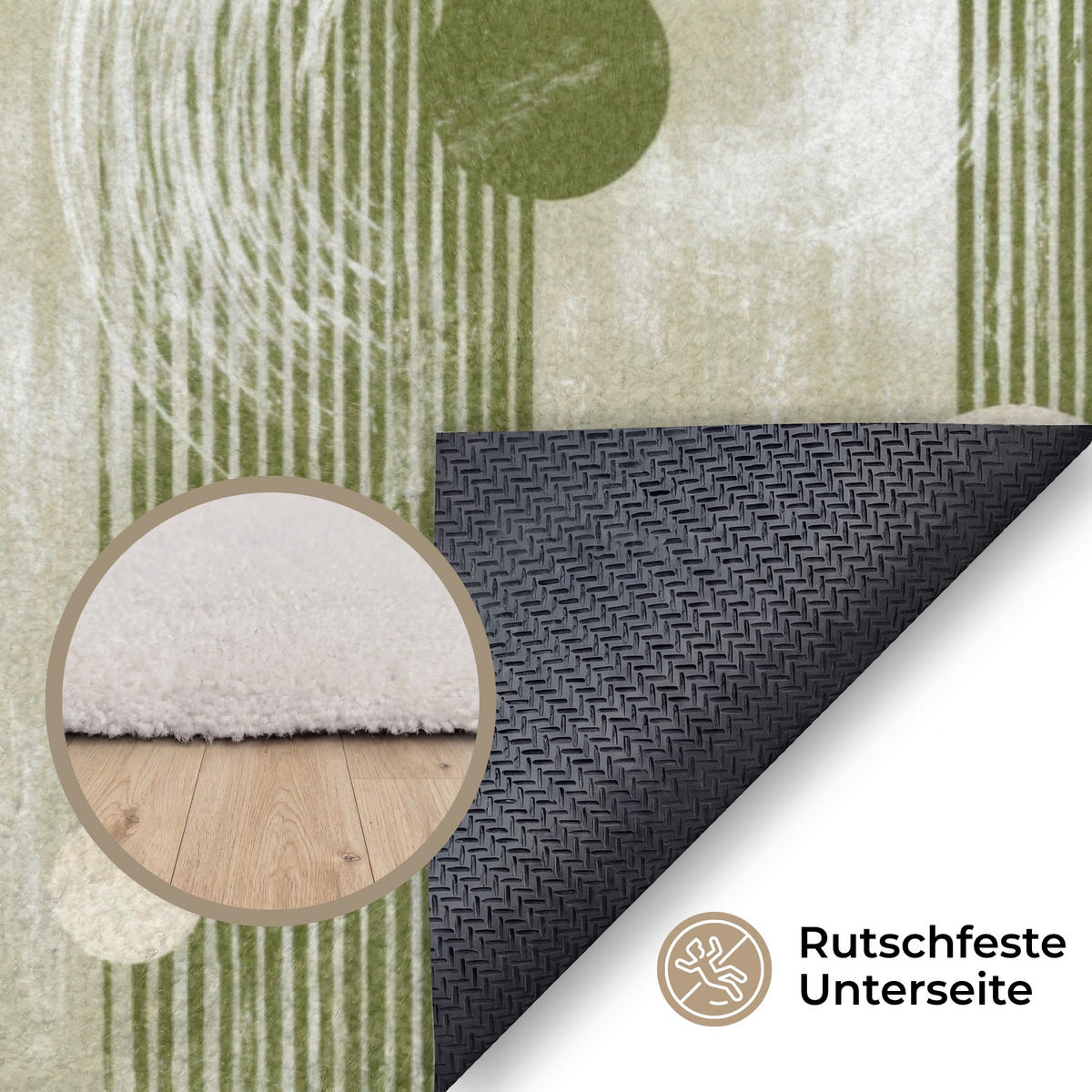 KOBERCE - Umelecké - Moderné - Zelené - 230x150 cm - olivovozelená, textil/plast (230/0.4cm) - OnlyWow