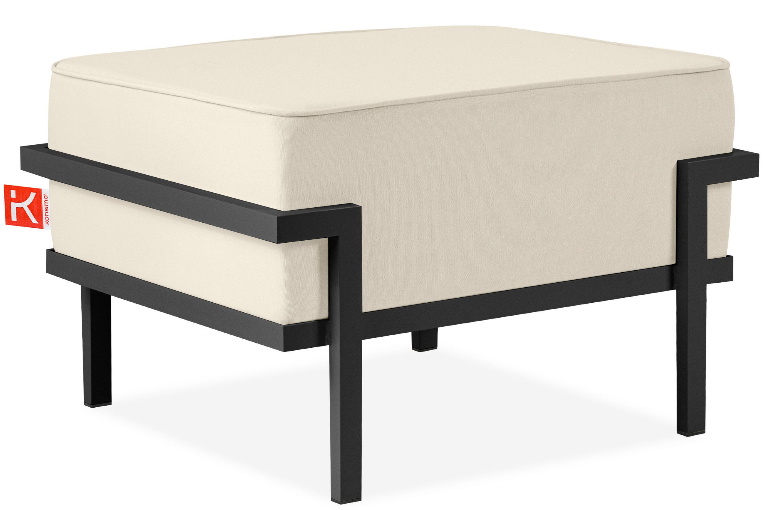 GARTENLOUNGE-HOCKER TRIGLO auf Metallfüßen, Modern, Dunkelgrau/Cremeweiß - Dunkelgrau/Creme, Textil/Metall (69/44/54cm) - KONSIMO®