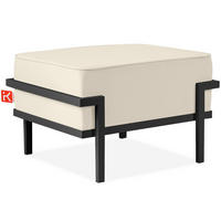 GARTENLOUNGE-HOCKER TRIGLO auf Metallfüßen, Modern, Dunkelgrau/Cremeweiß - Dunkelgrau/Creme, Textil/Metall (69/44/54cm) - KONSIMO®