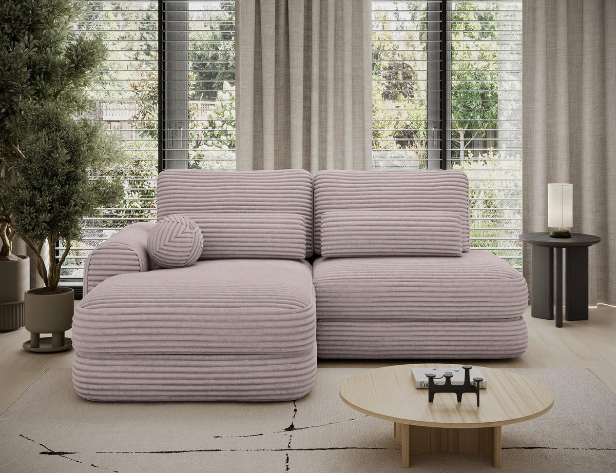 ECKSOFA RIPELI L-Form mit Schlaffunktion & Bettkasten – Modernes 3-Sitzer Sofa, Wellenfederung, 217 × 175 cm - Hellgrau/Schwarz, Kunststoff (217/175cm) - Wohnideebilder