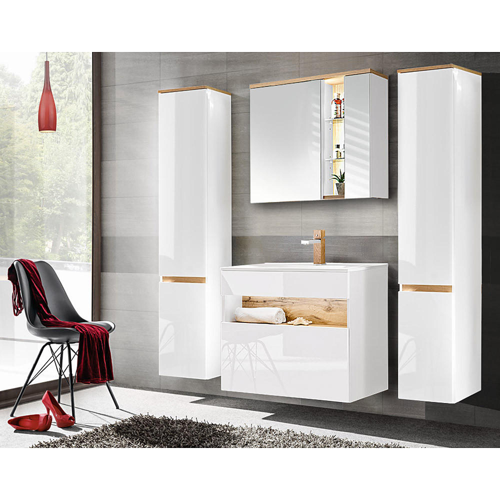 Lomado Badmöbel-Set Weiß 190x200x45 cm