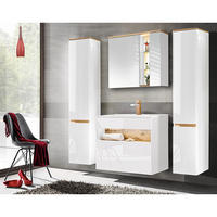 BADMÖBEL-SET 5-TLG. Bermuda-56 - Weiß, Holzwerkstoff (190/200/45cm) - Lomado