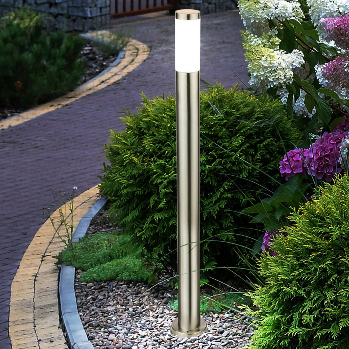LED STEHLAMPE Edelstahl Silber opal - Silberfarben, Metall (12.7/12.7/110cm) - Globo Lighting
