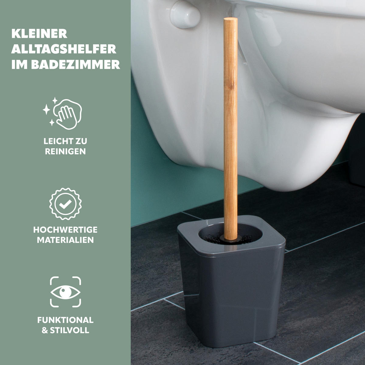 WC-BÜRSTE CALVI, grau - Grau, Kunststoff (11.4/39/11.4cm) - bremermann