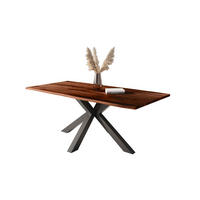 ESSTISCH BAUMKANTE AKAZIE POLLY - Silberfarben/Schwarz, Holz/Metall (100/240/77cm) - SAM