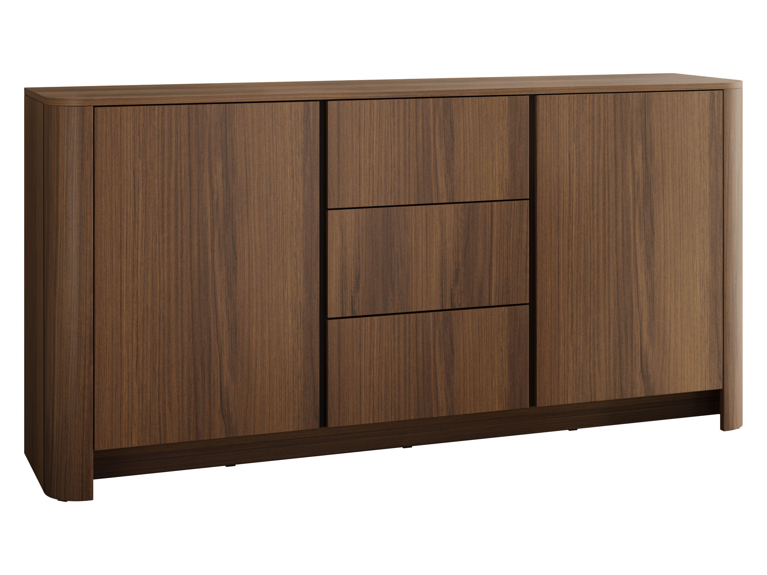 SIDEBOARD Bari KSZ168 - Nussbaumfarben/Schwarz, Holzwerkstoff/Kunststoff (168/84/39cm) - MIRJAN24