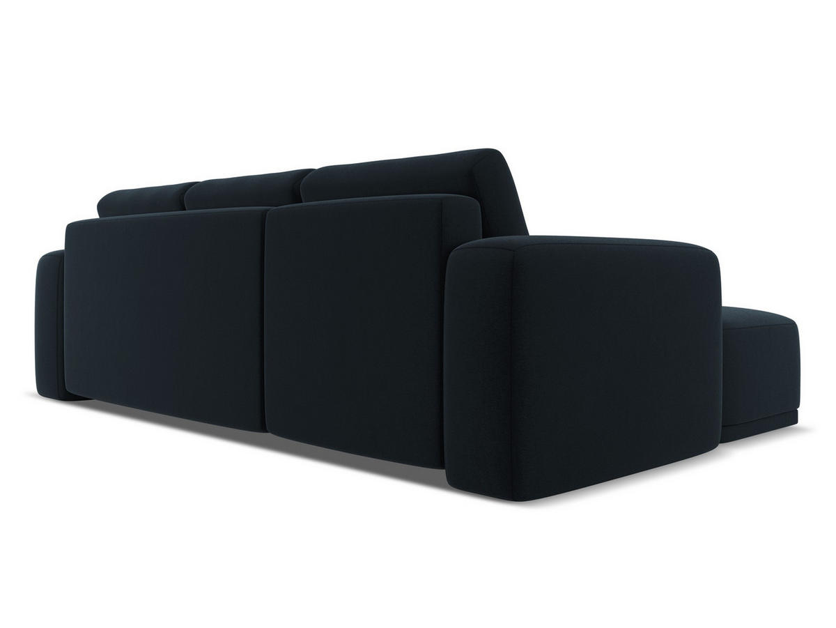 ECKSOFA mit Schlaffunktion Samt Stoff Blau - Blau/Schwarz, Kunststoff/Textil (258/160cm) - Makamii
