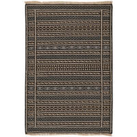 KELIM-TEPPICH handgewebt Kordi Schwarz, Grau 122/82 cm Schurwolle - Beige/Schwarz, Textil (82/122cm) - Looma
