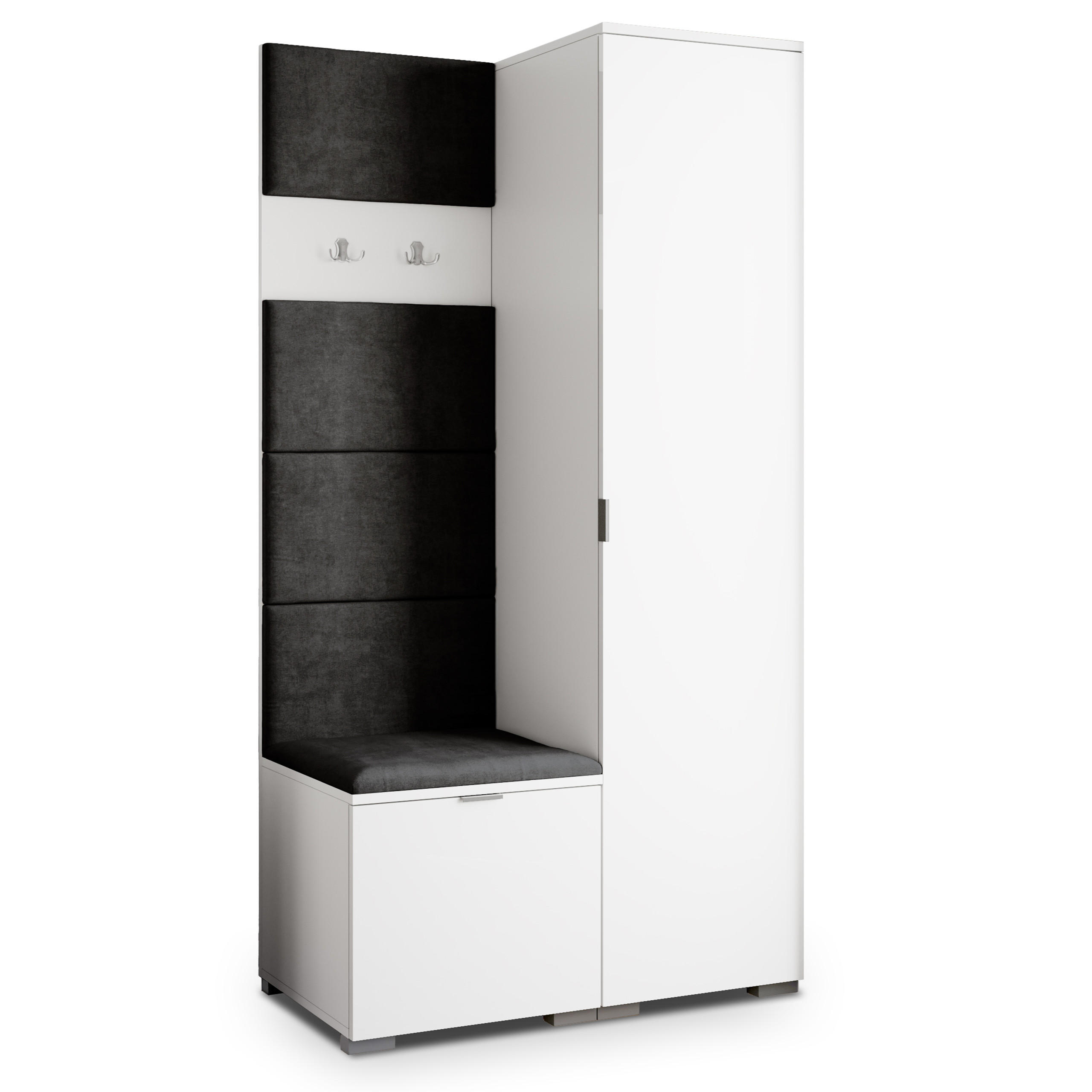 Masseno Garderobenschrank Weiß, Schwarz 95x181x51 cm