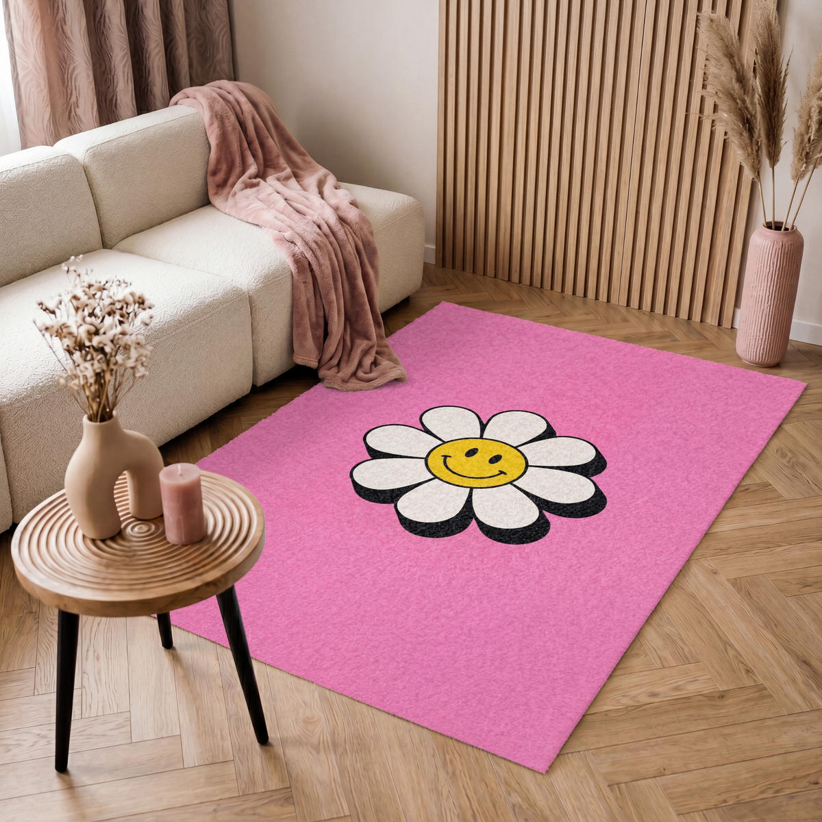 KOBERCE - Smajlík - Kvetina - ružová - 120x180 cm - pink, textil/plast (120/0.4cm) - OnlyWow