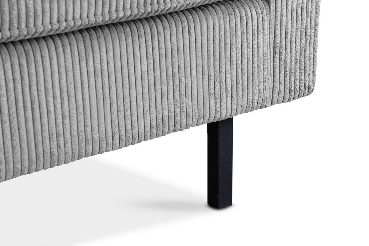 2-SITZER-SOFA INVIA Klassische-Stil mit Armlehnen, Feinkord-Stoff, Grau - Hellgrau/Schwarz, Textil (164/87/98cm) - KONSIMO®