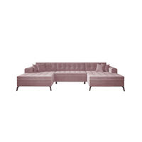 WOHNLANDSCHAFT mit Schlaffunktion, luxus Nube-Stoff - Schwarz/Rosa, Textil/Metall (350/93/170cm) - Eltap
