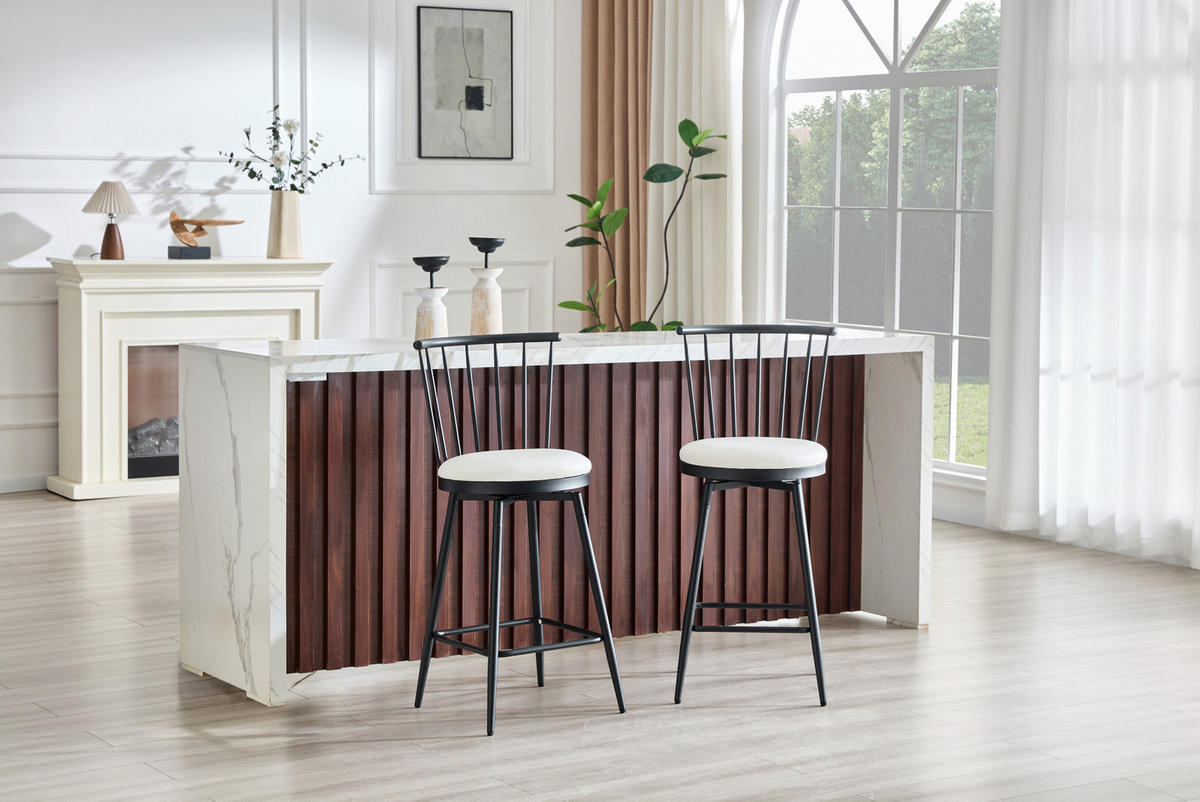 BARHOCKER mit gepolstertem Sitz Metall Weiß - Weiß, Metall (39/96/39cm) - Meubliv