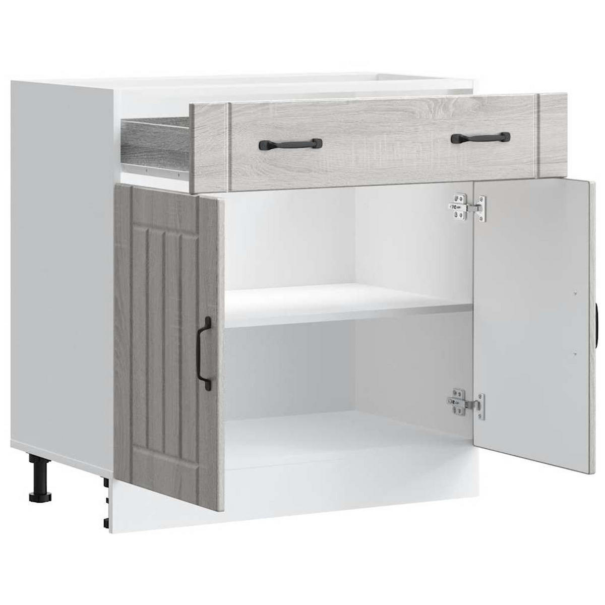 KÜCHEN-UNTERSCHRANK Lucca Grau Sonoma Holzwerkstoff - Grau, Holzwerkstoff (46/81.5/80cm) - vidaXL