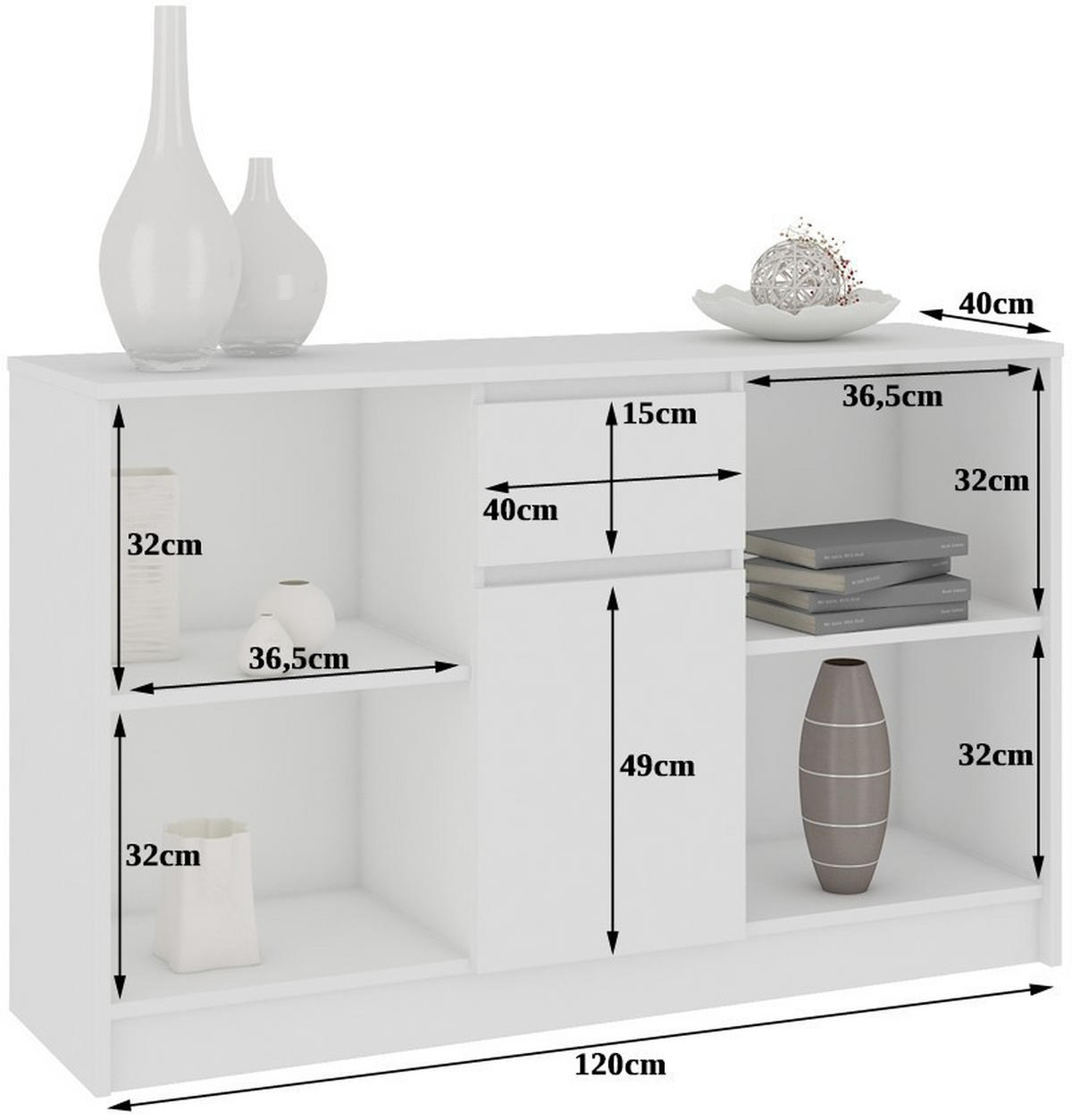 KOMMODE Weiß 77/120/40 - Weiß, Holzwerkstoff (120/77/40cm) - RAUMHIRSCH FURNITURE