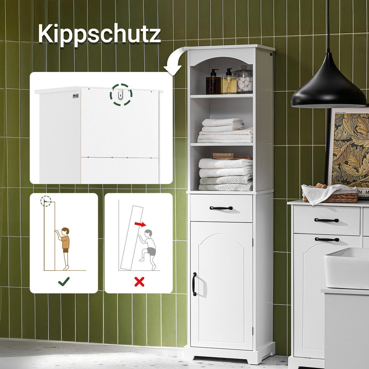 HOCHSCHRANK Weiß - Weiß, Holzwerkstoff (42/172/30cm) - SoBuy